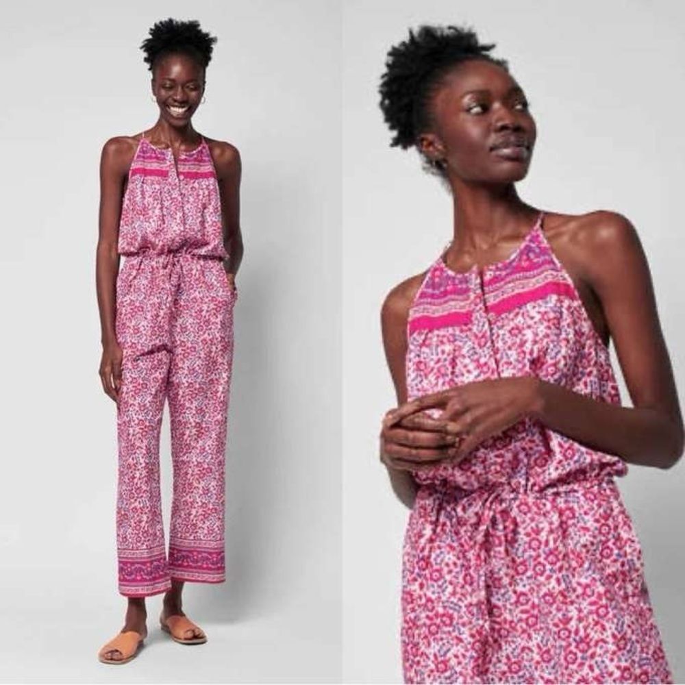 Faherty Floral One Piece Adella Jumpsuit Size Medium 100% Organic Cotton